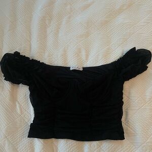 ROCK & RAGS ~ black ruffle cropped corset top ~ size M